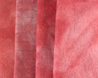 Hand Dyed Felted Wool Fat Quarters Wild Rose - Rug Hooking - Applique Wool - Penny Rug Wool - Hand Overdyed - Hooked Rug Wool - Pink