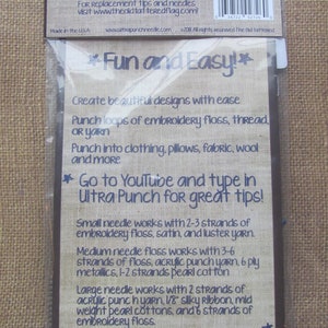 Back of packaging for Ultra punch needle