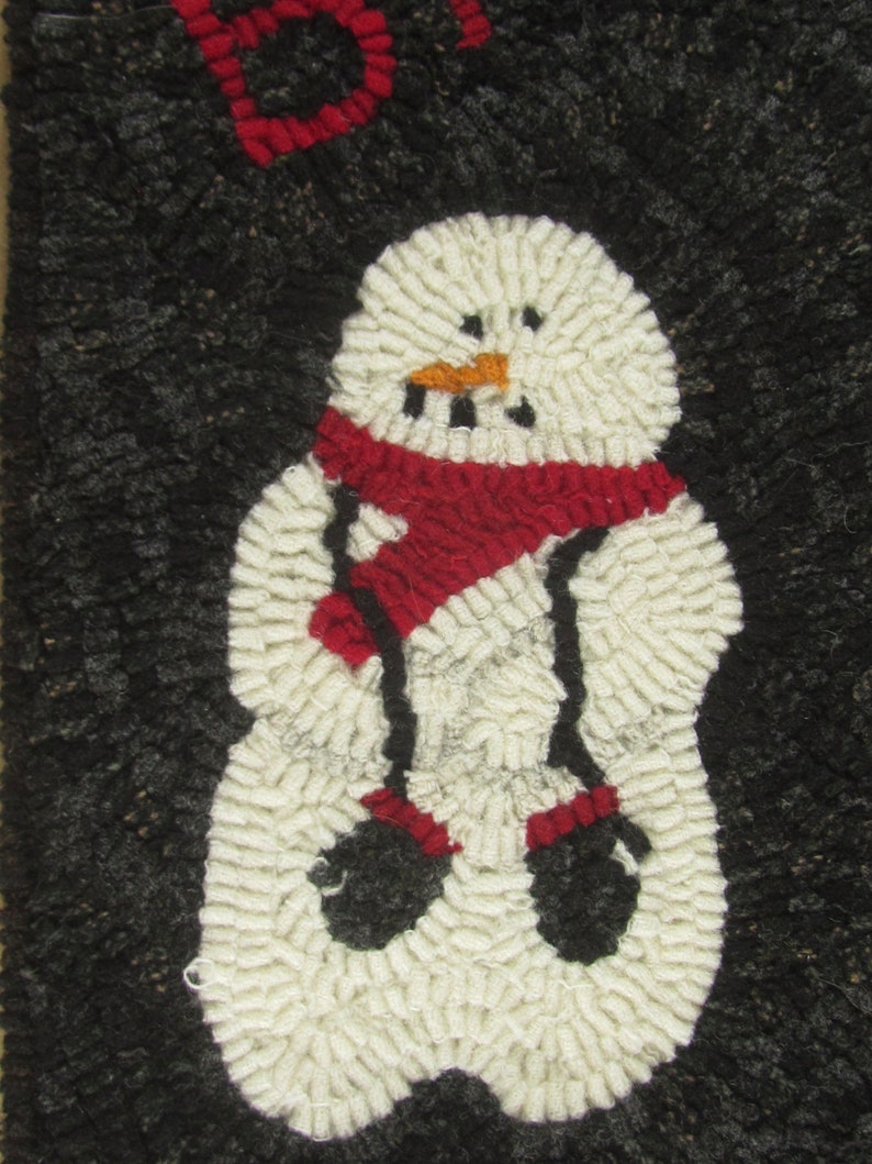 Hooked Rug Pattern for Winter Snowman Full Size Pattern Paper Pattern Red Dot Pattern Rug Hooking Pattern mailed pattern image 5