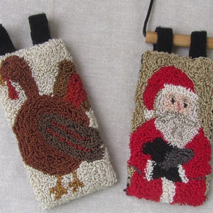 Punch Needle Pattern Hanging Banners Thanksgiving Christmas Punchneedle pdf pattern needle punch epattern Turkey Santa Sheep image 1