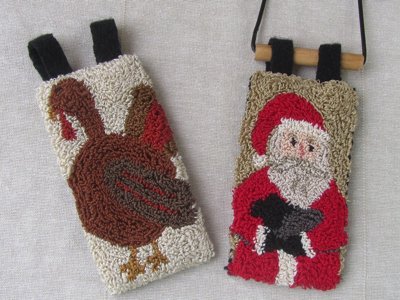 Punch Needle Pattern Hanging Banners Thanksgiving Christmas Punchneedle pdf pattern needle punch epattern Turkey Santa Sheep image 1