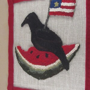 Hooked Rug Pattern for Patriotic Crow on Watermelon With Flag ~ Full ...