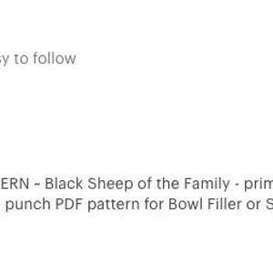 Punch Needle Pattern Black Sheep of the Family Prim Bowl Filler Shelf Sitter punchneedle pdf pattern needle punch e-pattern image 5