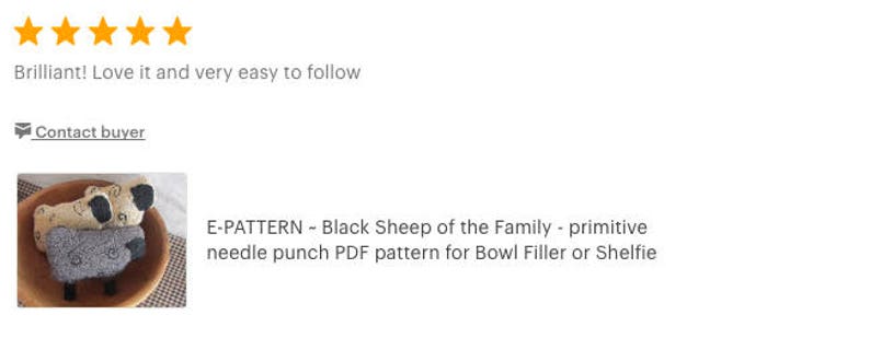 Punch Needle Pattern Black Sheep of the Family Prim Bowl Filler Shelf Sitter punchneedle pdf pattern needle punch e-pattern image 5