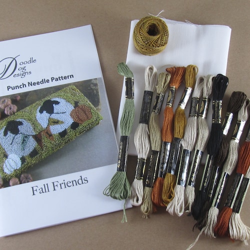 Primitive Sheep Punch Needle Kit: Fall Banner Pattern