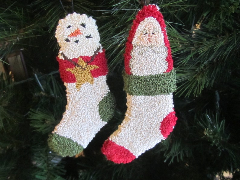 Punch Needle Pattern Stocking Ornaments Santa Snowman punchneedle pdf pattern needle punch epattern Christmas Punch Needle image 10