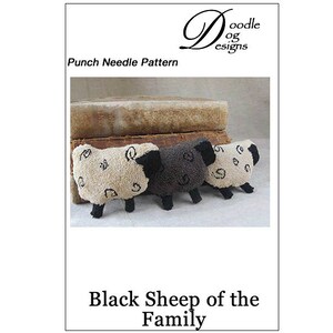 Punch Needle Pattern Black Sheep of the Family Prim Bowl Filler Shelf Sitter punchneedle pdf pattern needle punch e-pattern image 3