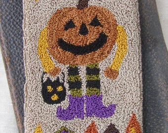 Halloween Punch Needle Pattern: Pumpkin Man with Witch Legs (PDF Pattern)