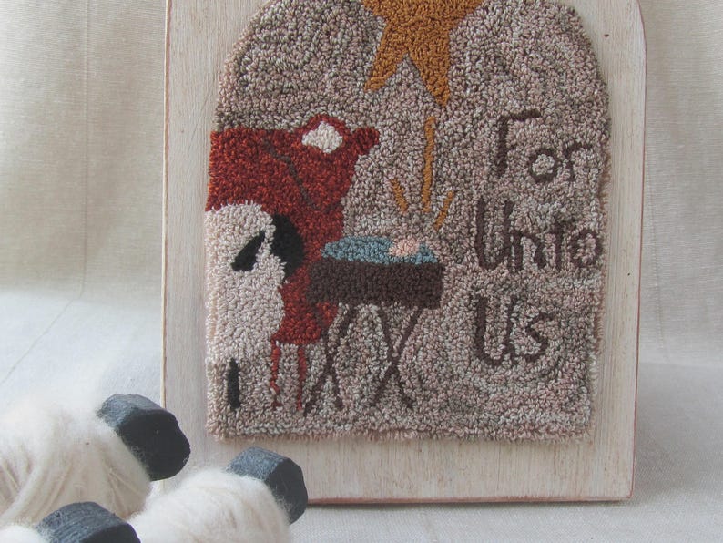 Christmas Nativity Punch Needle Kit Creche Needle Punch Pattern Crèche PunchNeedle Embroidery Sheep Cow Manger image 9