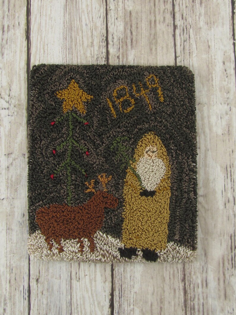Primitive Punch Needle KIT Christmas Santa and Reindeer Etsy