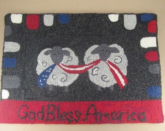 Vaterhaftes Schaf-Hooked Muster: Primitive Americana (Digitales Muster)