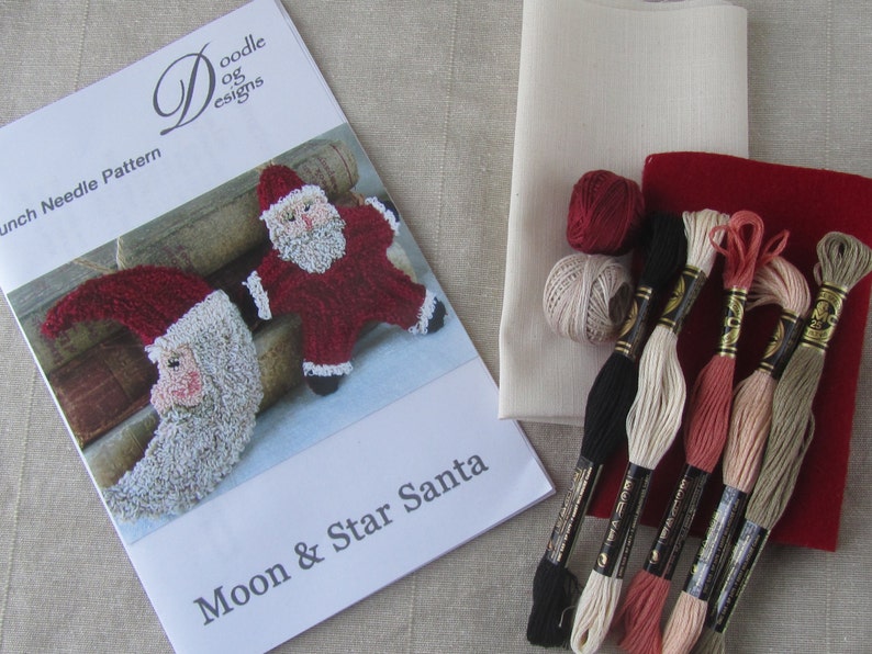 Christmas Punch Needle KIT Santa Ornaments Needle Punch Etsy