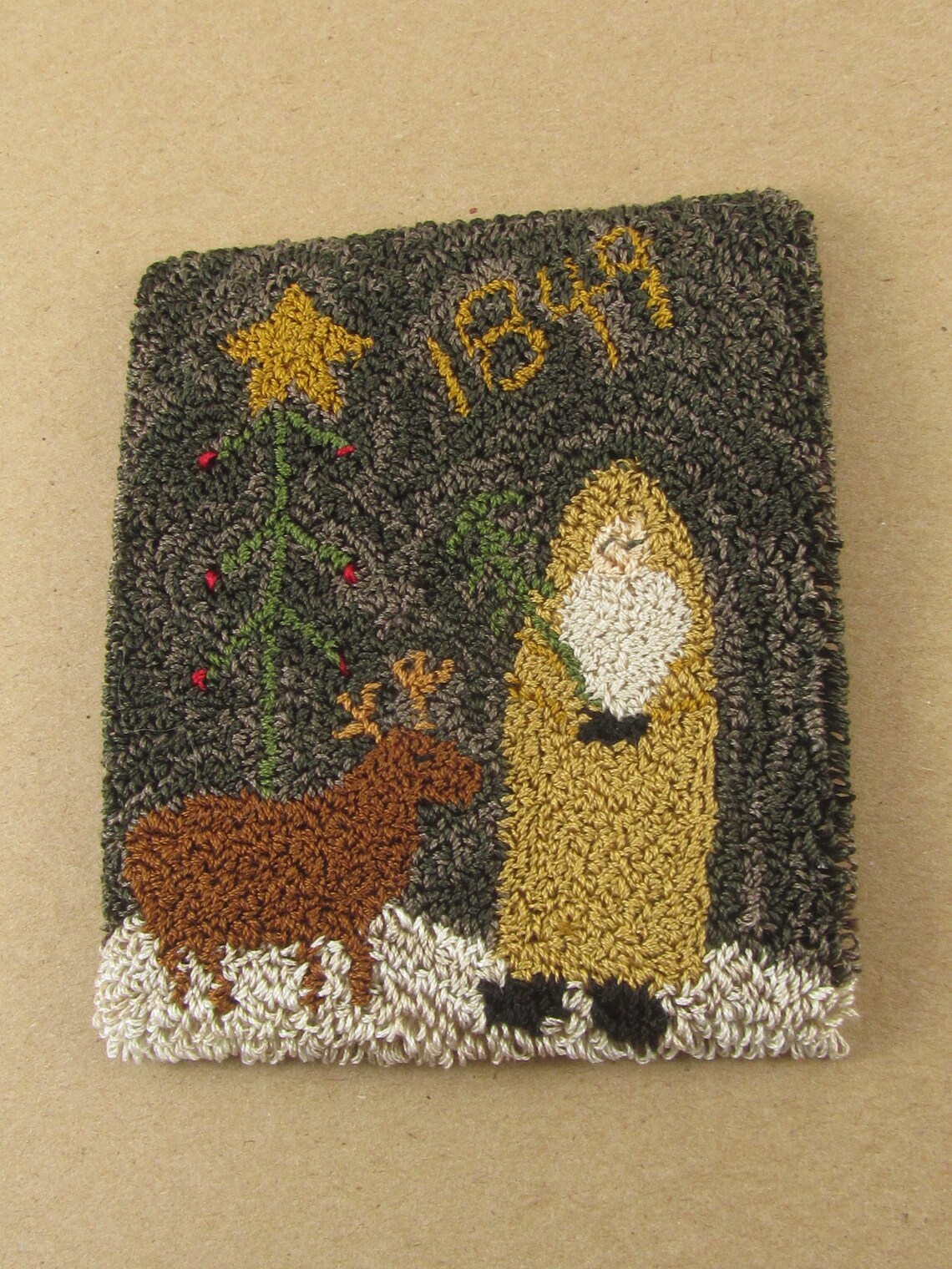 Primitive Punch Needle KIT Christmas Santa and Reindeer Etsy