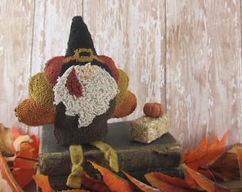 Thanksgiving Gnome Punch Needle Pattern ~ Turkey ~ Pilgrim punchneedle pdf pattern ~ 3D needle punch embroidery epattern