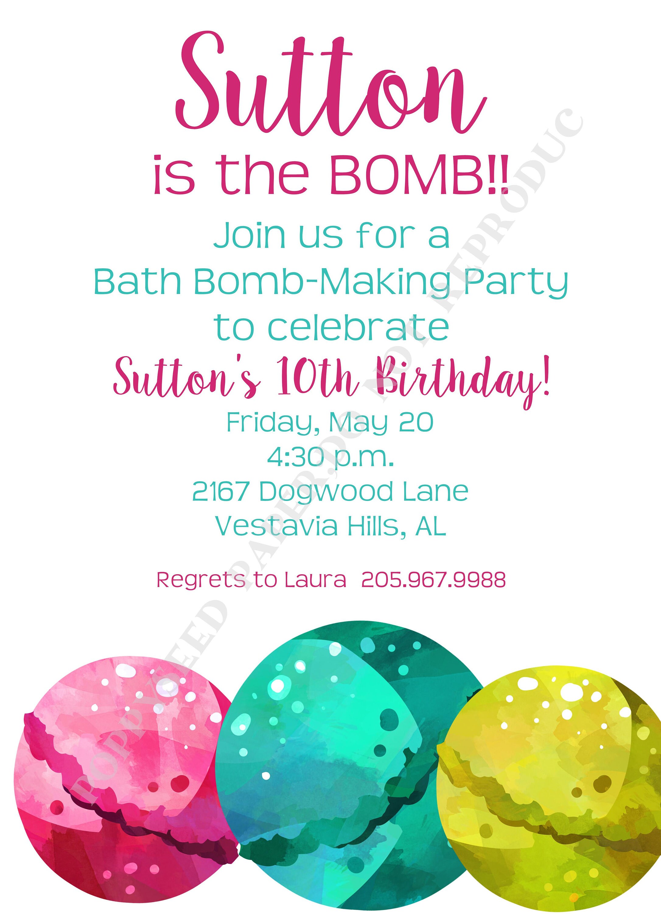 Bath Bomb Birthday Party Kid Birthday Party Invitation | Etsy
