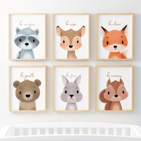 Woodland Nursery wall art, Gift for kids, Nursery decor, Nursery prints, Animal nursery, Unique Christmas gift, Kids wall art, Neutral