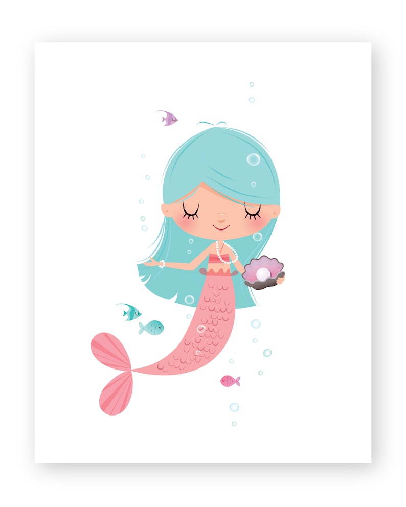 Mermaid Nursery Decor Nursery Wall Art Mermaid Prints Girls Etsy