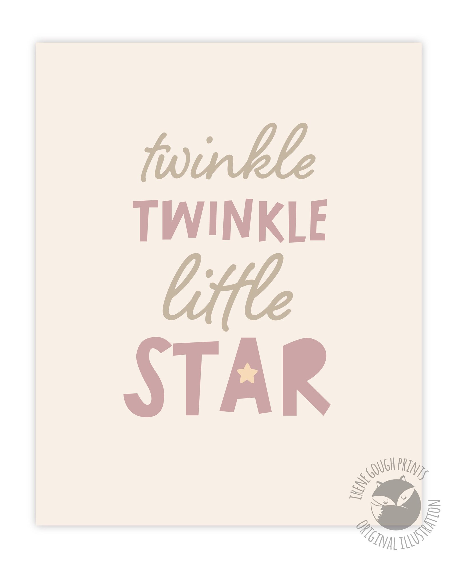Twinkle Twinkle Little Star Nursery Wall Art Set of 2, Pink or Blue ...