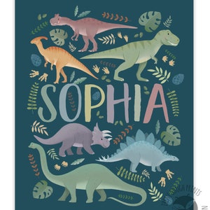 Personalized Dinosaur Name Print for Children Customized Dino Art Kids Bedroom Decor image 6