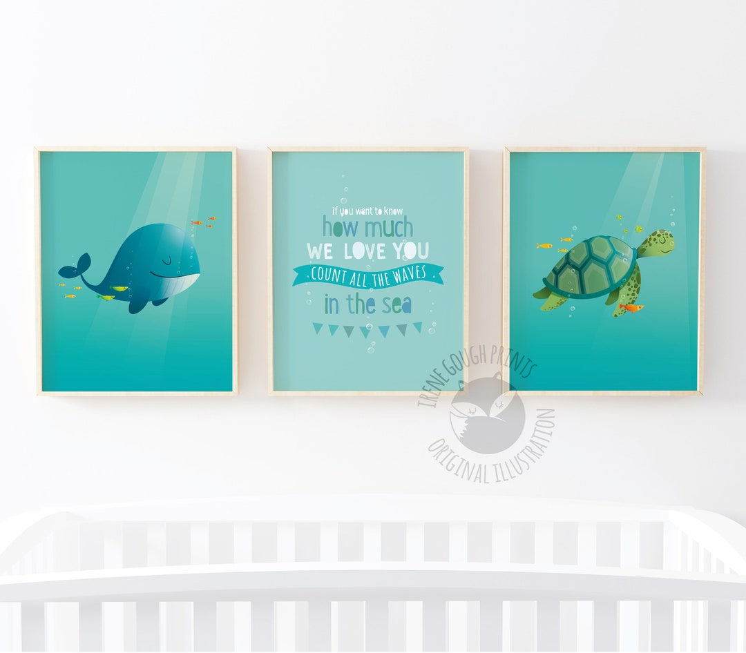 Nursery Wall Art, Ocean Nursery, Nautical Theme, Nursery Decor, Blue