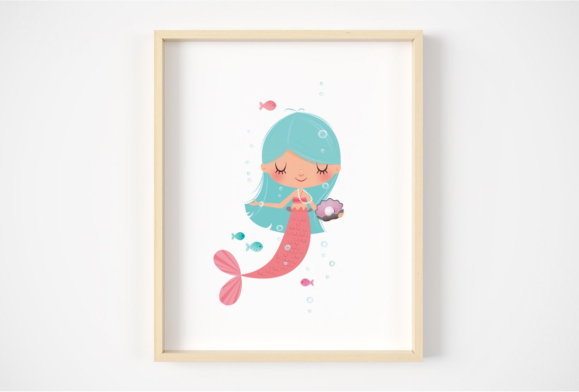 Nursery Art Girl Mermaid Nursery Mermaid Nursery Print Etsy