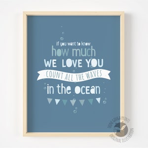 Count all the waves in the ocean - Nursery print, Kids wall decor, Ocean themed nursery wall art, blue nursery, new baby gift, baby shower