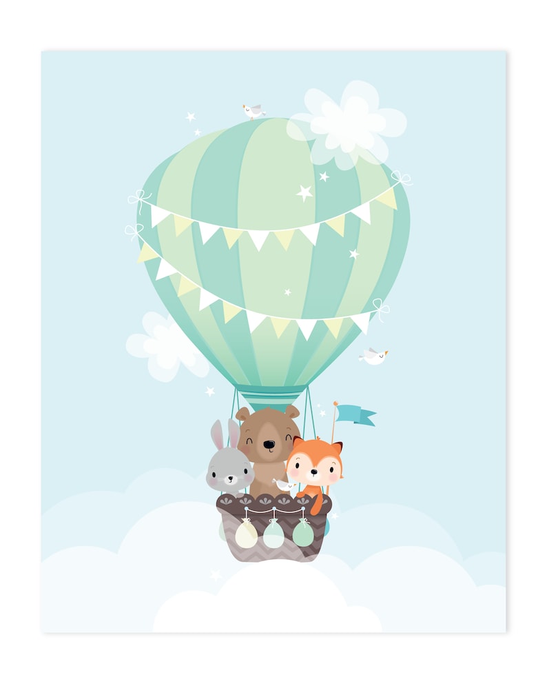 Hot Air Balloon Nursery Decor Nursery Wall Art Boys Print Etsy