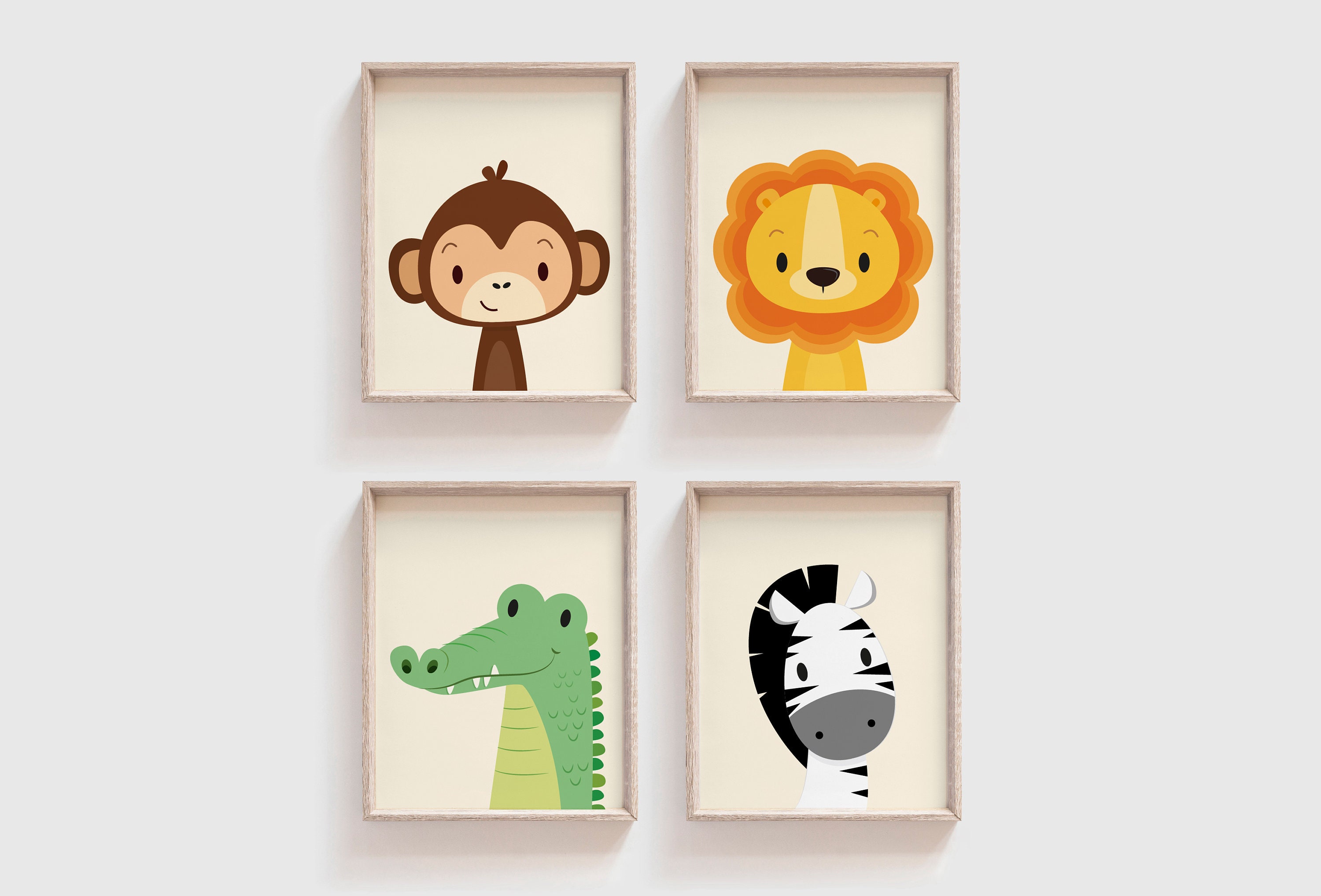 Safari nursery wall art set of 4 prints animal nursery Etsy