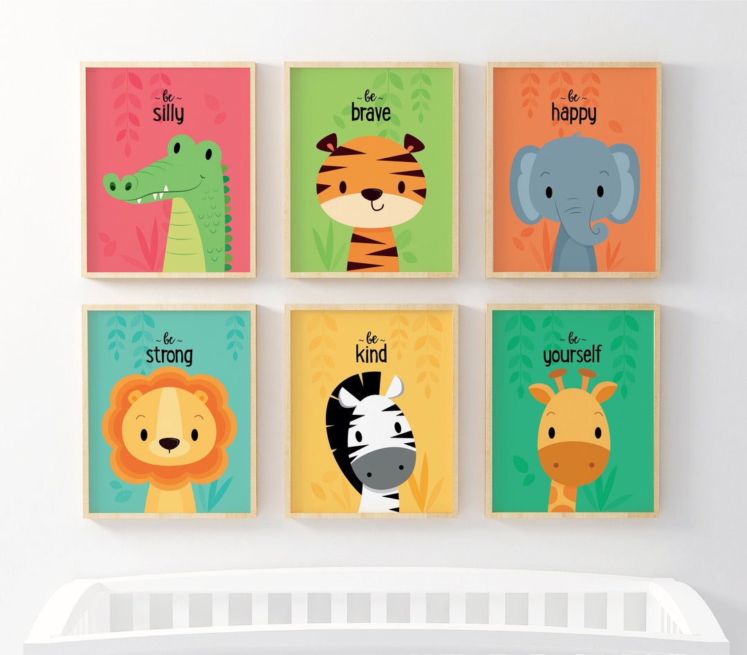 Kids Wall Art, Nursery Wall Art, Colourful Nursery Prints, Safari ...