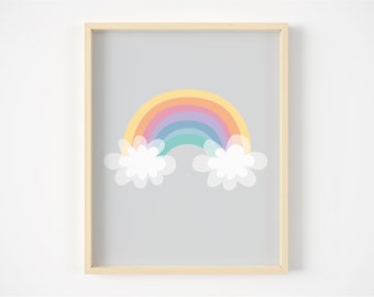 Nursery Wall Art, Kids wall art, Rainbow Nursery Print, Grey nursery print, Nursery Decor, Kids decor, Kids room print, New baby gift