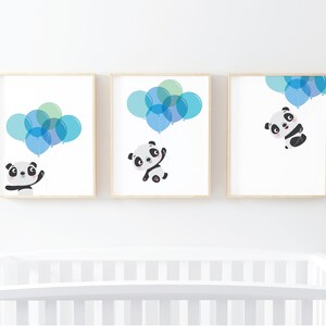 Panda Nursery Prints Set: Balloon Animal Art (Set of 3)