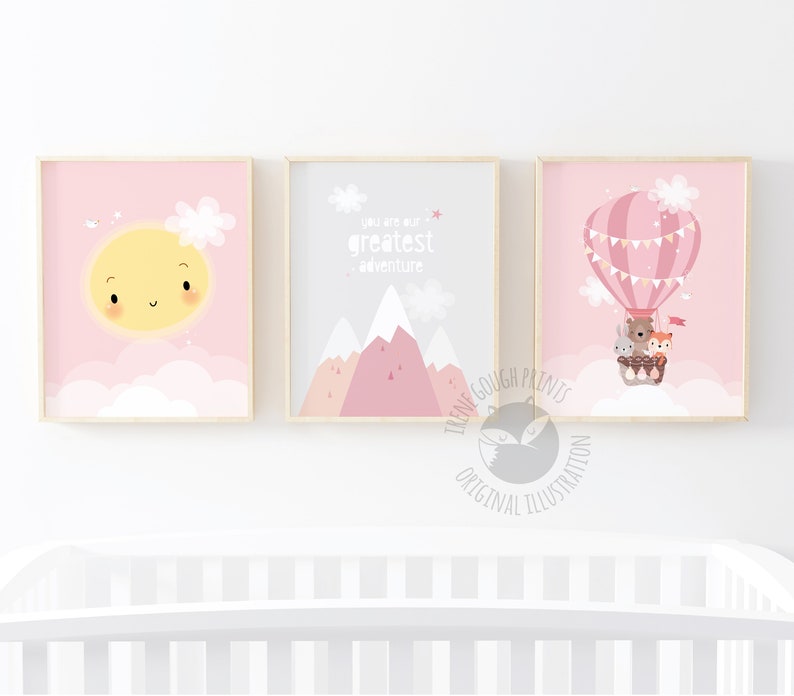 Girls Nursery Wall Art Set of Prints New Baby Girl Gift Etsy