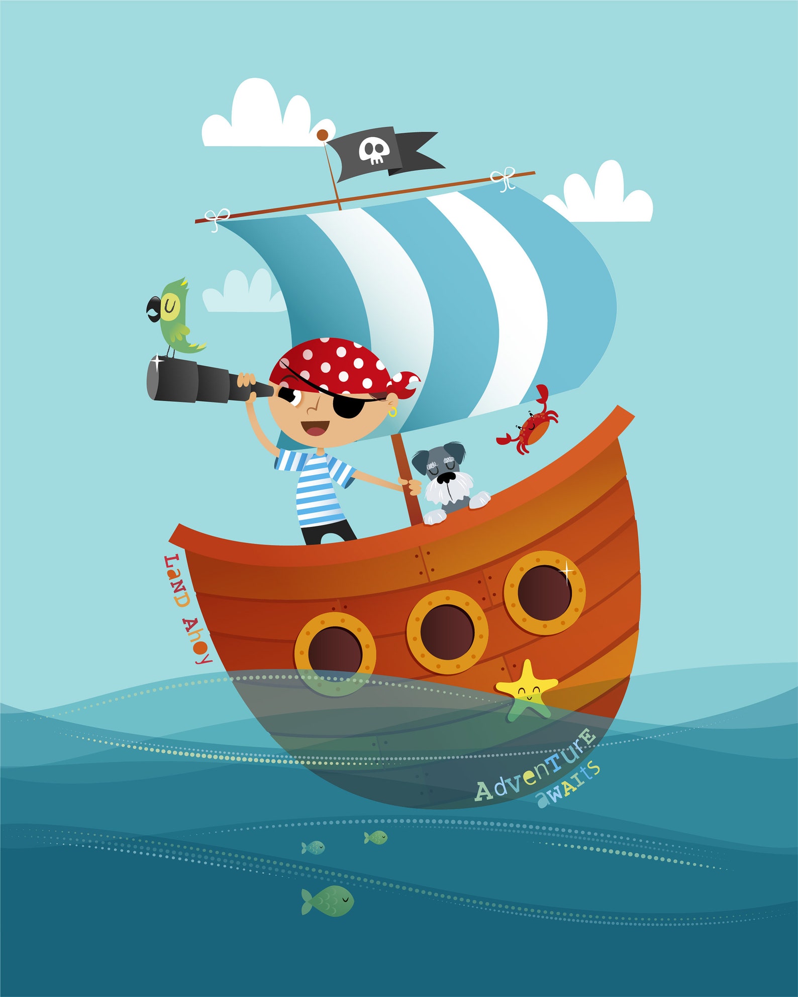Nursery Art Boy Pirate Print Nursery Wall Art Nursery Etsy