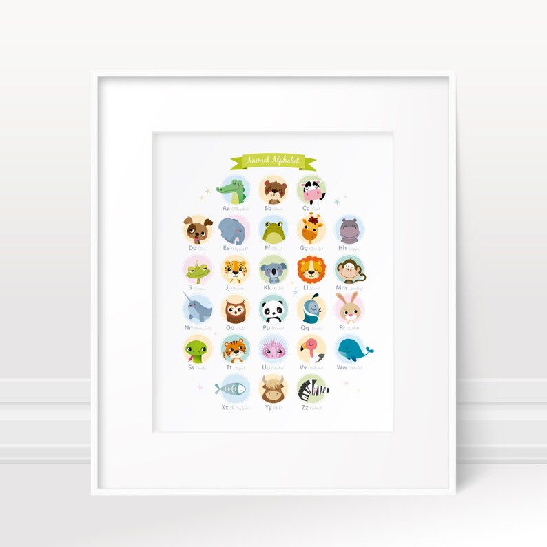 Nursery Alphabet Print Animal Nursery Art Animal Alphabet - Etsy