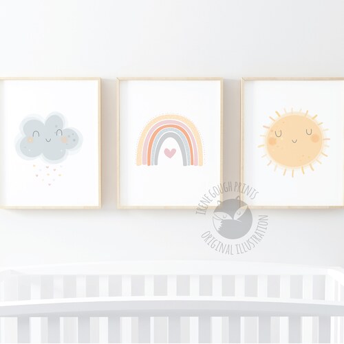 Rainbow Nursery Prints Rainbow Wall Art Set of 3 Nursery Etsy
