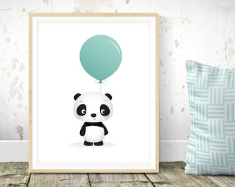 Animal nursery print - Panda nursery art, kids room decor, new baby gift, kids illustration, cute kids room decor, cute kids art, baby decor