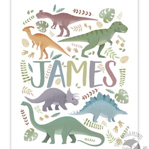 Personalized Dinosaur Name Print for Children Customized Dino Art Kids Bedroom Decor image 9