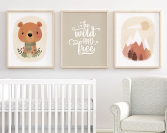 Nursery wall art, Mountain Nursery, Unique Nursery decor, Set of Nursery prints, Kids wall art, Kids room decor, Neutral nursery, boys room