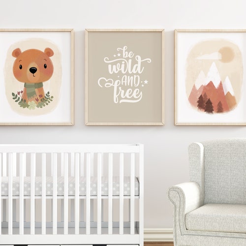 Nursery Wall Art Mountain Nursery Unique Nursery Decor Set - Etsy