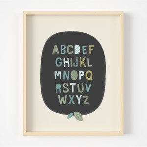 Alfabetposter, kinderkamerinrichting, neutraal alfabet, alfabetmuurkunst, alfabetafdruk, kinderkamerafdruk, kinderkamerinrichting, ABC-afdruk, ABC-poster