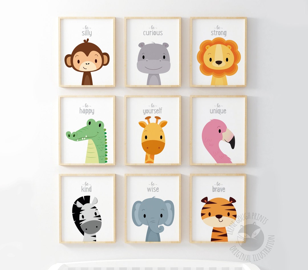 Safari Animal Nursery Prints, Kids and Baby, Gender Neutral Wall Art ...