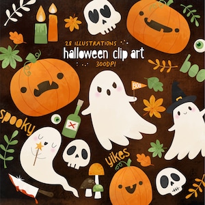 Download istantaneo ClipArt di Halloween Grafica per progetti fai da te Illustrazioni digitali di Halloween Decorazioni stampabili Uso commerciale immagine 1