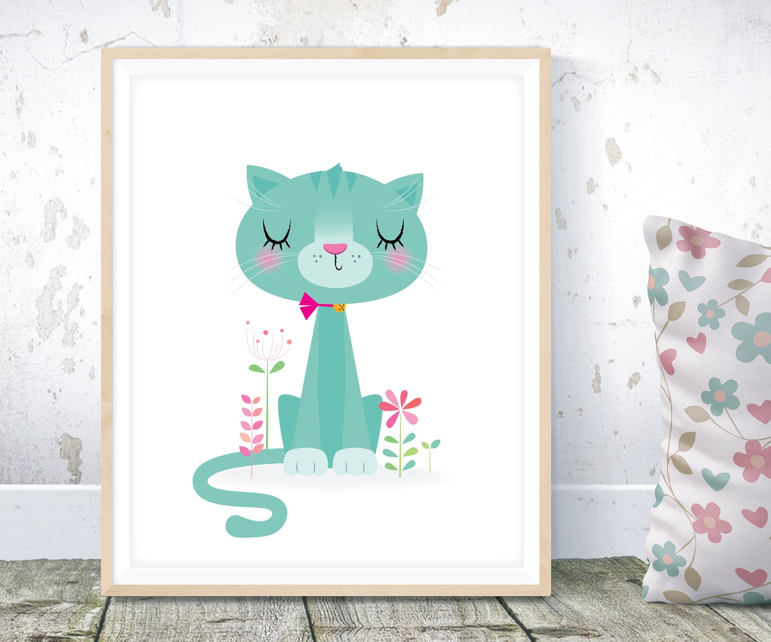 Girl Nursery Art Nursery Decor Cat Nursery Print Cute | Etsy