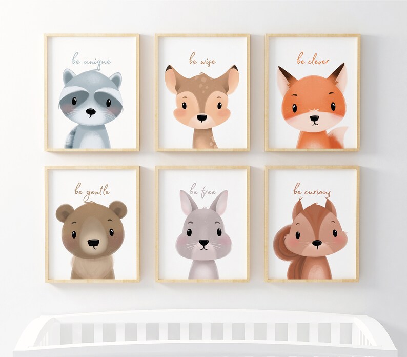 Woodland Nursery Wall Art Gift for Kids Nursery Decor Etsy