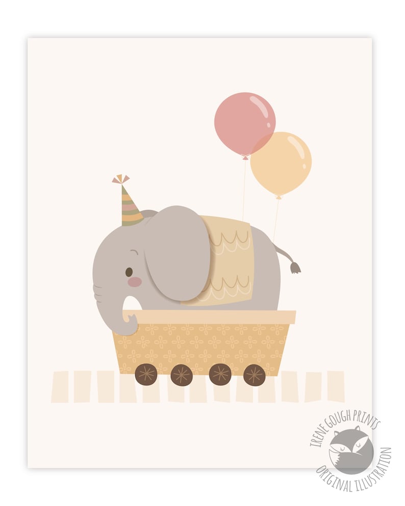 Nursery decor, nursery wall art set, nursery art, baby boy decor, baby shower gift, childrens art, kids illustration, cute animal art train image 4