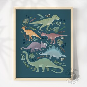 Personalized Dinosaur Name Print for Children Customized Dino Art Kids Bedroom Decor No Name