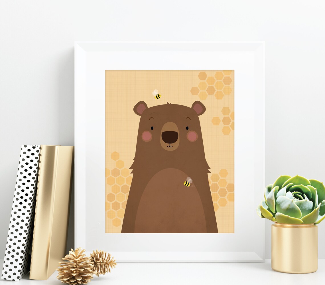 Nursery Wall Art Baby Nursery Decor Nursery Art Bear Print Etsy