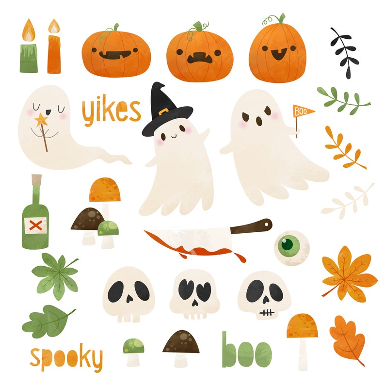 Instant Download Halloween Clip Art Graphics for DIY Projects Digital Halloween Illustrations Printable Decorations Commercial Use image 2