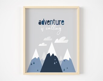 Adventure is calling, Nursery wall art, Nursery print, Nursery decor, Nursery art, Kids room decor, Baby boy gift, Navy blue wall art