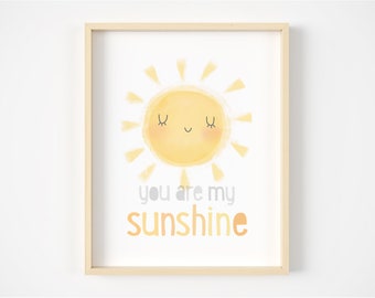 You are my sunshine, nursery wall art, unique nursery decor, gift for kids, baby nursery print, kids wall art, nursery art, hello sunshine